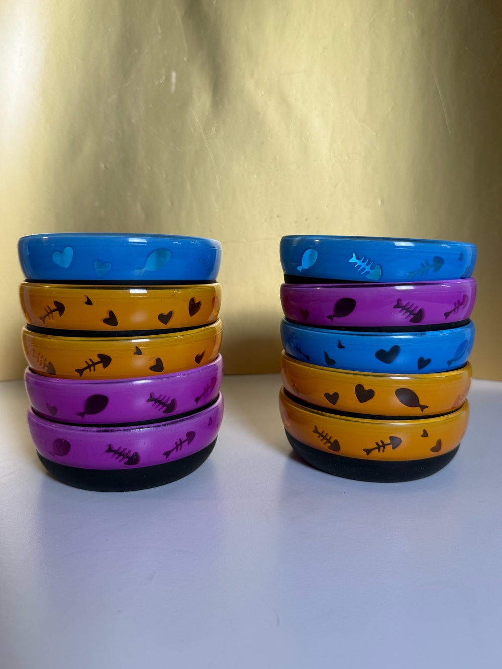 Anti-Slip/Anti-Flip pets Bowls in Blue, Orange & Purple, Small cats and dogs